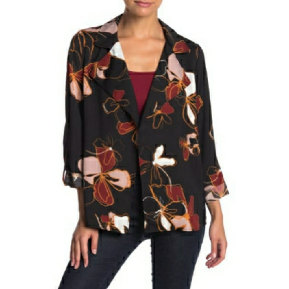 NEW 14th & Union Notch Lapel Trapeze Floral Jacket